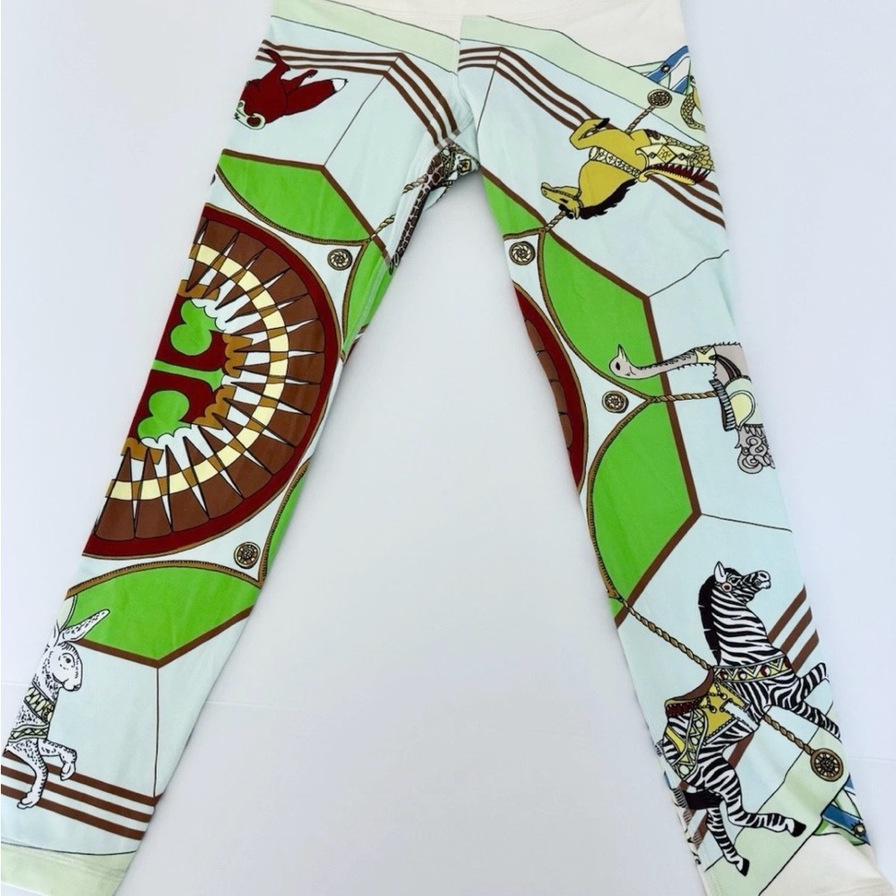 Tory Burch Carousel Printed Weightless Leggings Blue Carousel Scarf Size Small